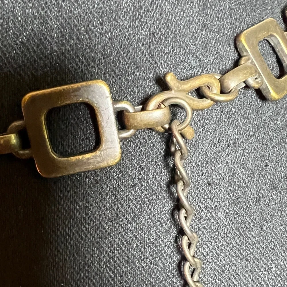 Women’s Antique Brushed Copper Color Square Chain Link Adjustable Belt